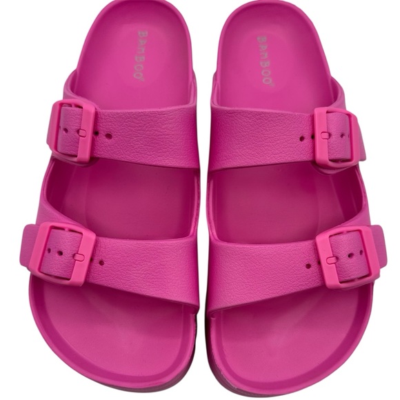 BAMBOO Shoes - BAMBOO Glee-01 Platform Jelly Slip on Sandals Fushia/Hot Pink Size 8 - LIKE NEW